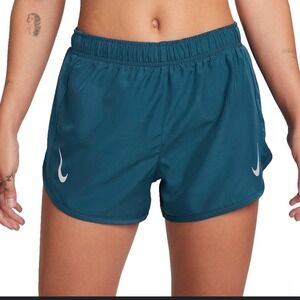 NIKE | Women's Teal Blue Dri-FIT Double Swoosh Athletic Gym Running Shorts, XS